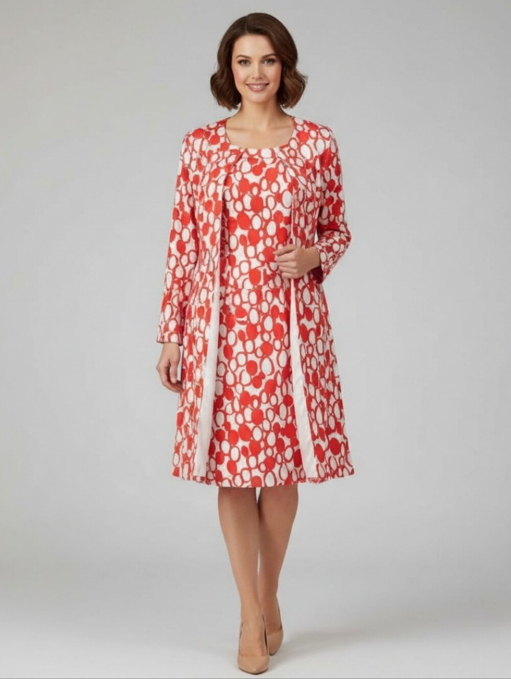 Talbots Red and White Dress & Jacket Combo